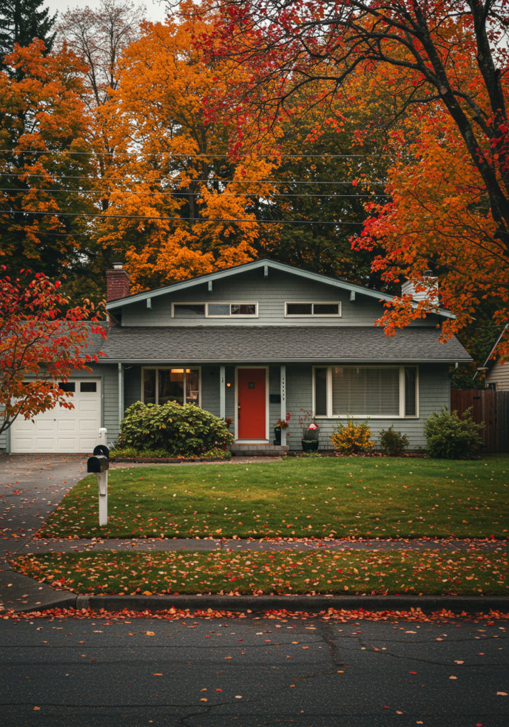 Mid-century Oregon City home in autumn